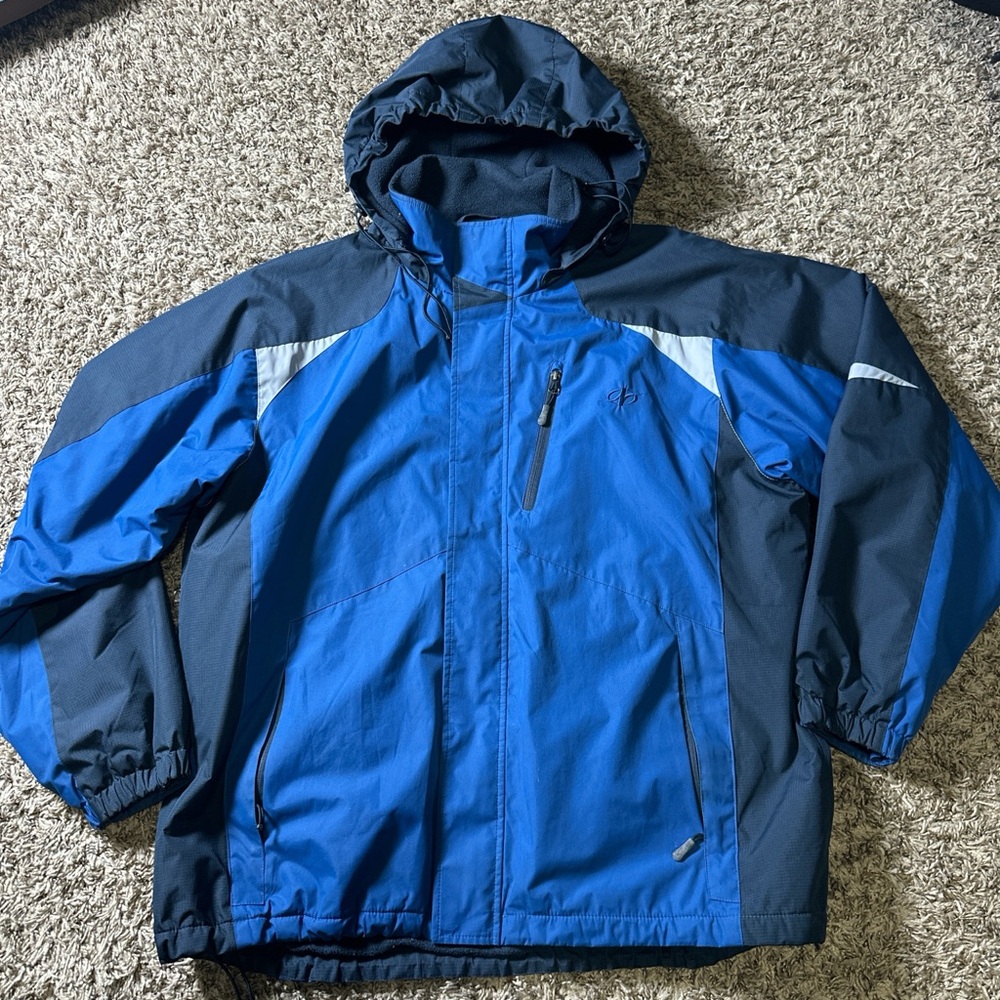 Nordic Track Blue & Grey Hooded Winter Jacket Size L